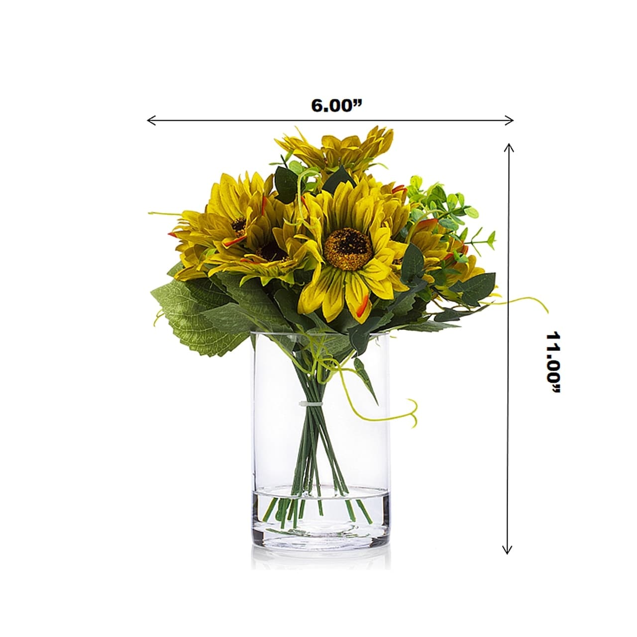 Nearly Natural Sunflower Artificial Vase Silk Arrangements Yellow 
