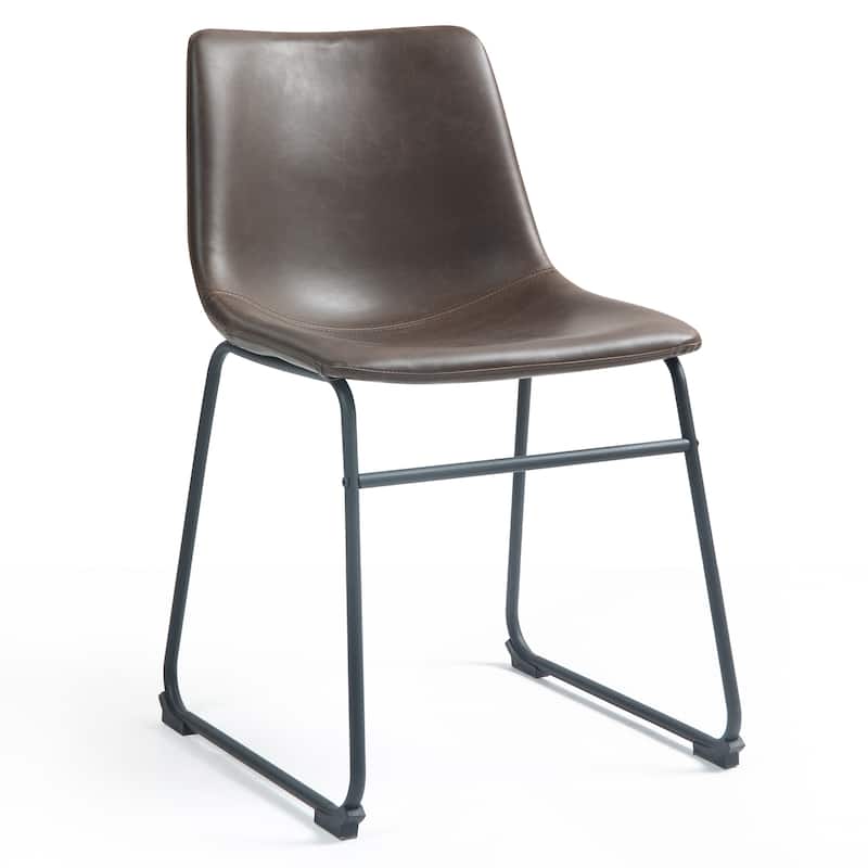 Adan Iron Frame Faux Leather Dining Chair (Set of 2)