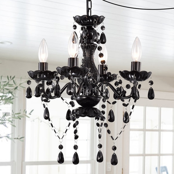 Black crystal chandelier lighting top