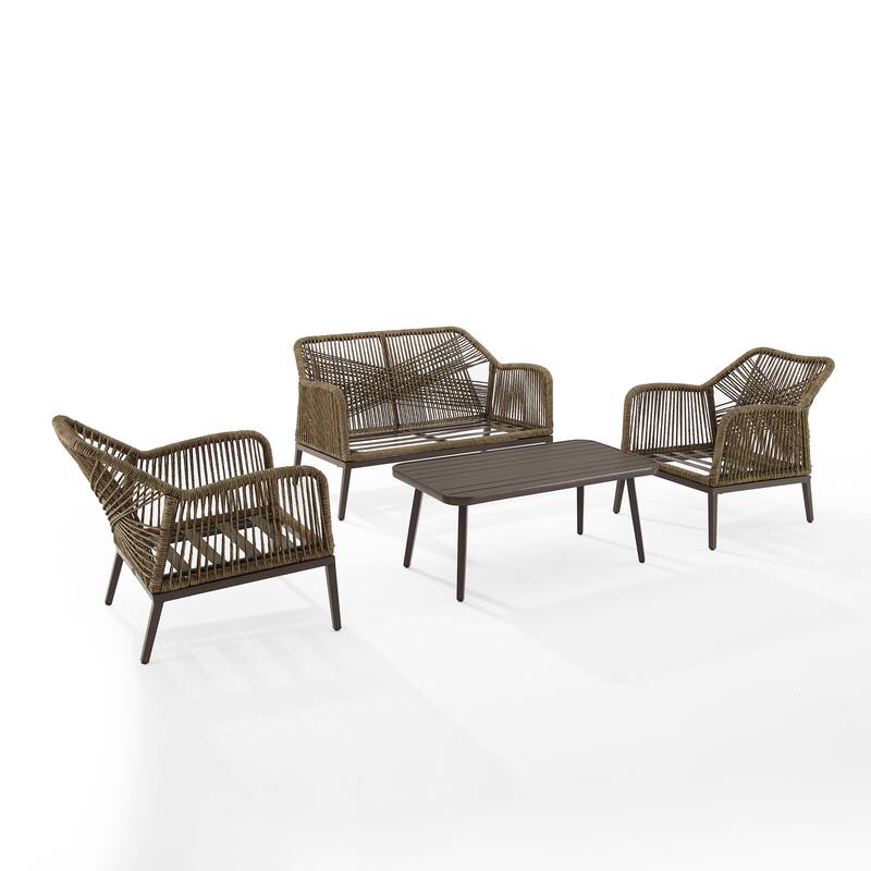 Haven 4-piece Outdoor Wicker Conversation Set - 85"D x 143"W x 29.75"H