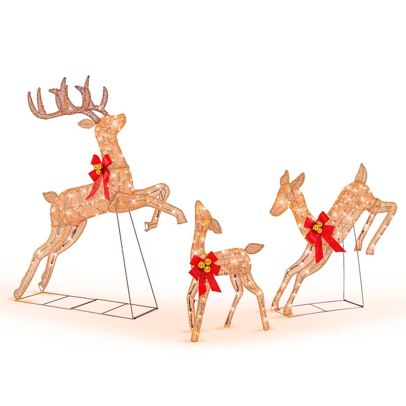 Costway 3 PCS Lighted Christmas Reindeer Family Set Holiday Decoration - See Details