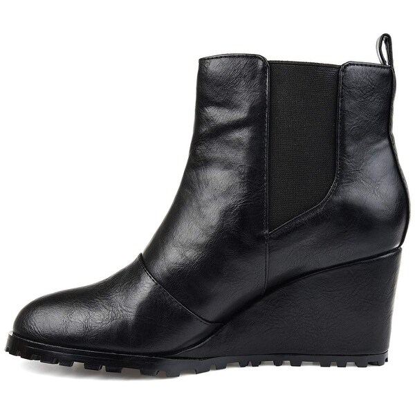 comfortable black wedge booties