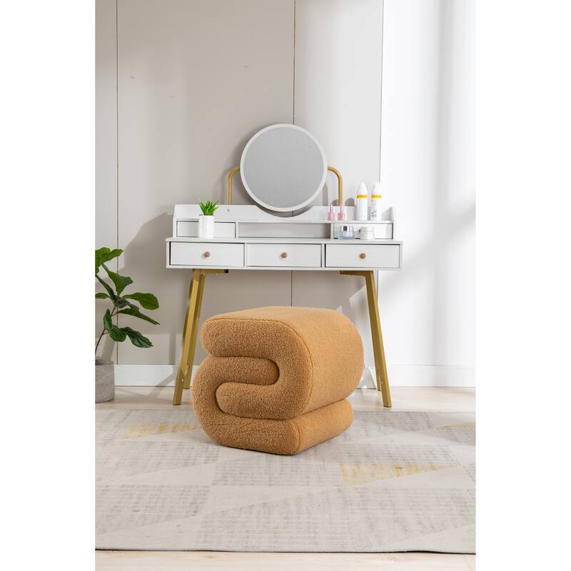 Teddy Fabric Ottoman Makeup Stool Footstool