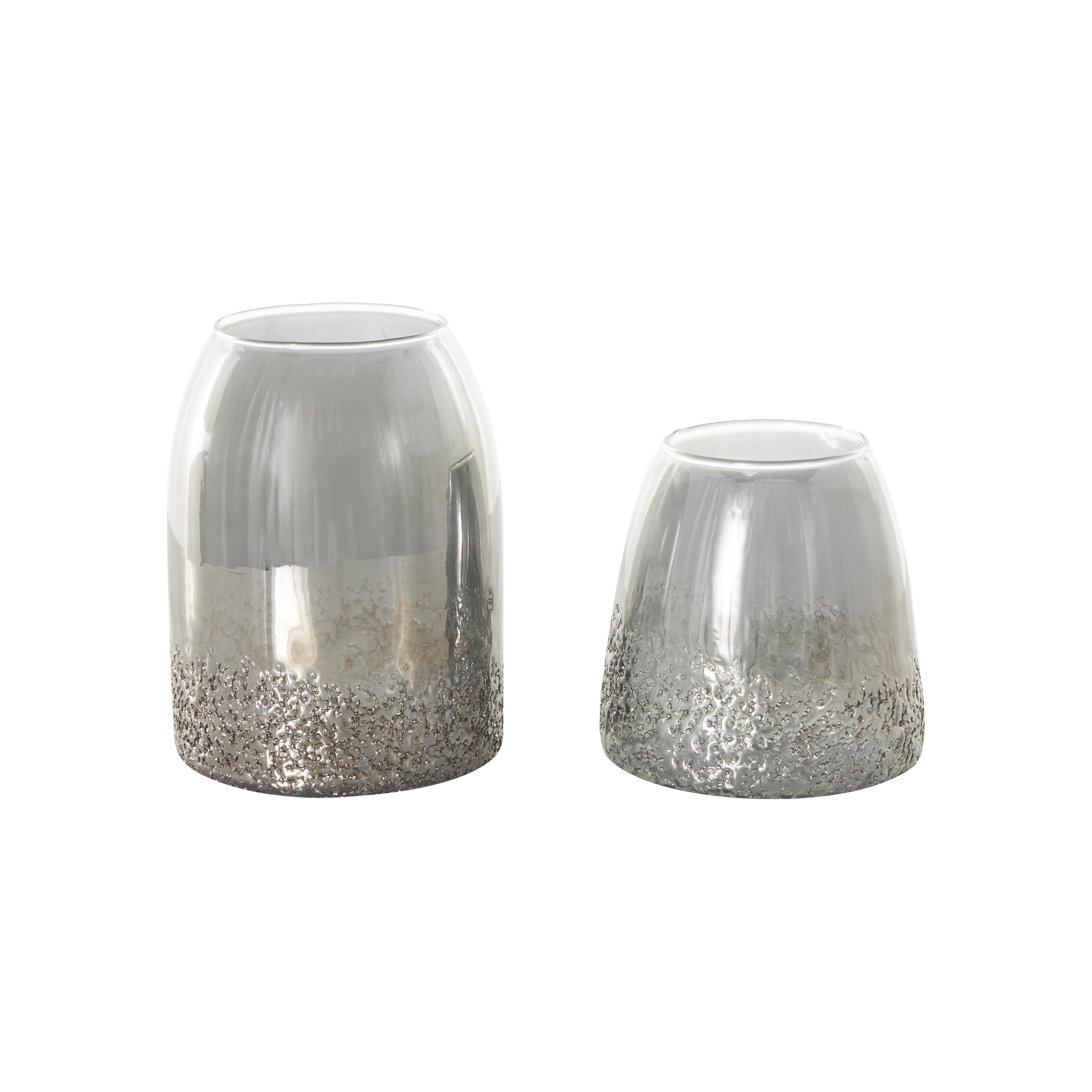 Glass Textured Decorative Vase - Set of 2 Gray - Roche River Decor