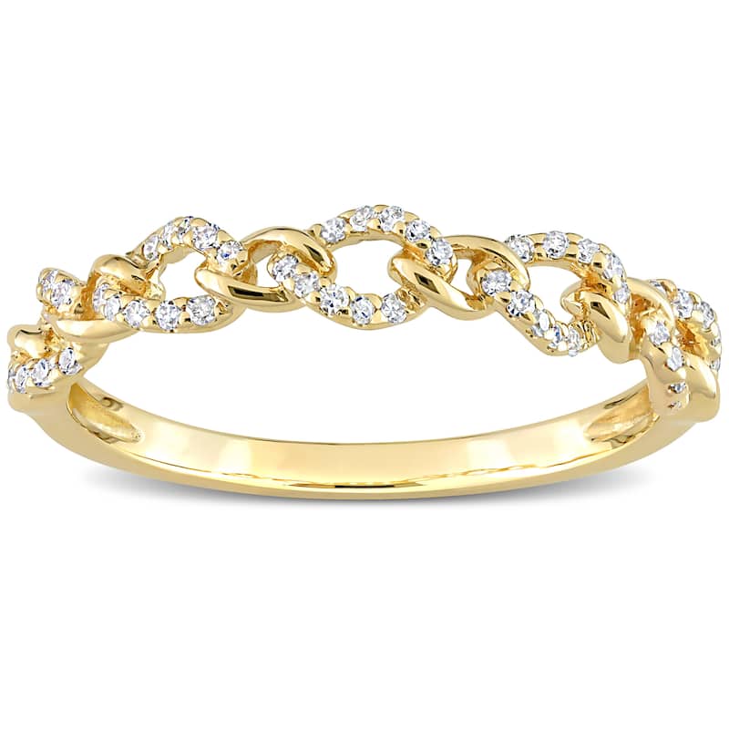 Miadora 1/6ct TDW Diamond Stackable Curb Link Ring in 10k Yellow Gold