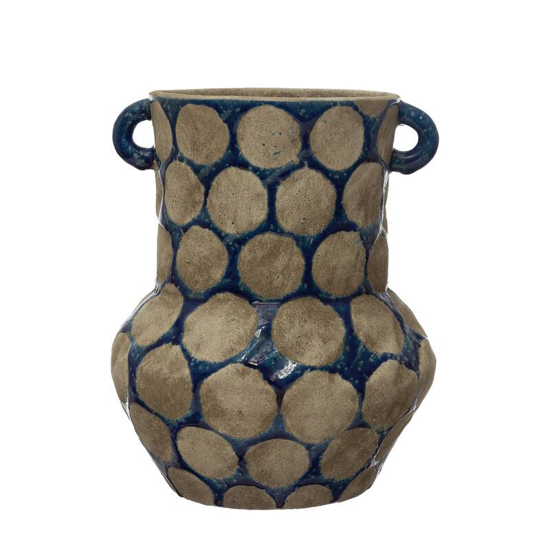 Terra-cotta Vase with Wax Relief Dots and Handles