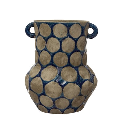 Terra-cotta Vase with Wax Relief Dots and Handles