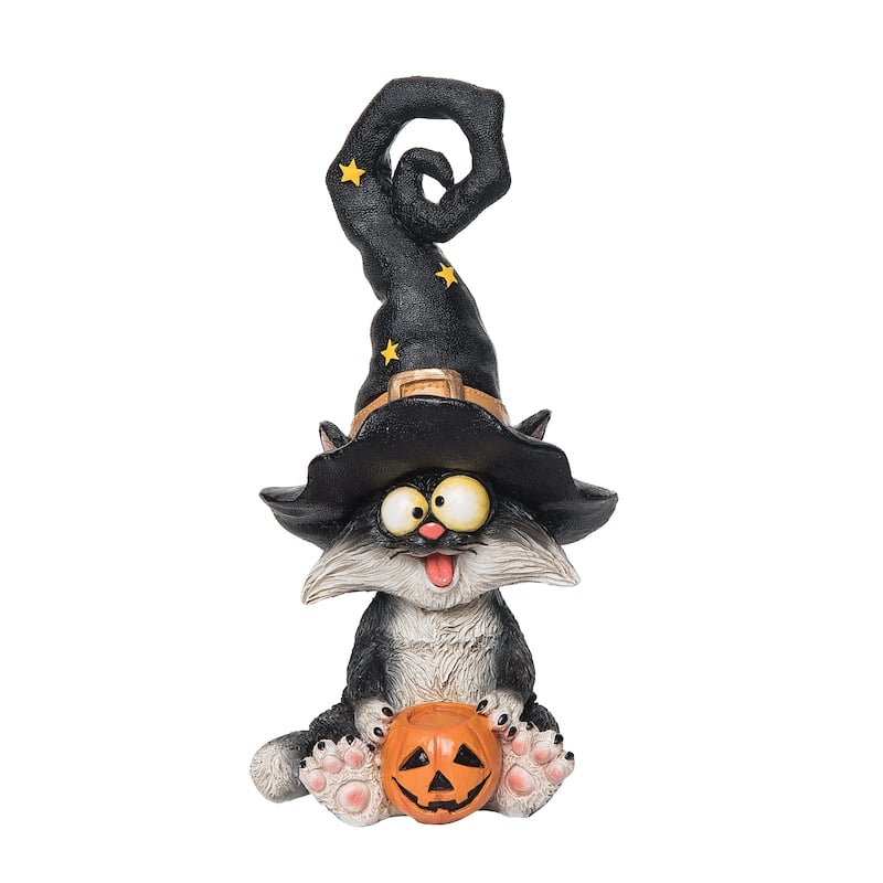 Cat with Black Hat Halloween Figure