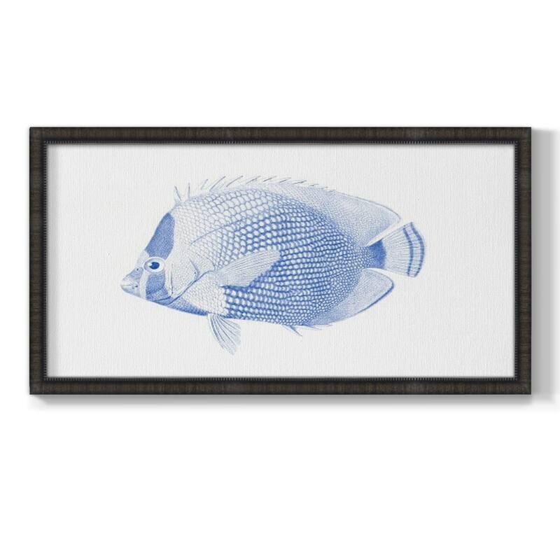 Blue & White Tropical Fish VI Premium Framed Canvas- Ready to Hang
