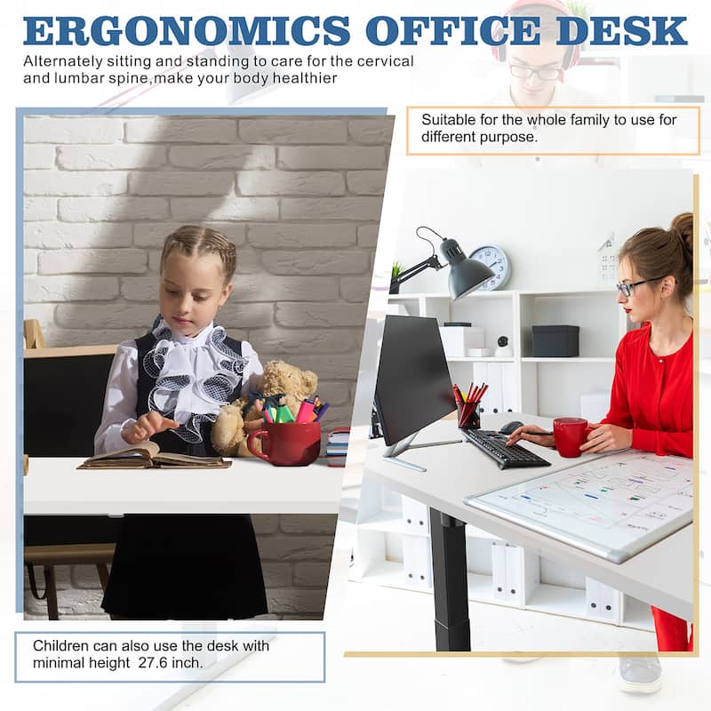 Futzca Height Adjustable Electric Standing Desk Sit Stand Computer Stand up Desk with Splice Board