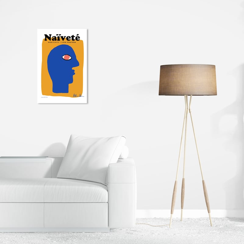 Wynwood Studio Canvas Typography and Quotes Naivete Positivity Love Blue and Modern & Contemporary Wall Art Canvas Print - 16 x 24