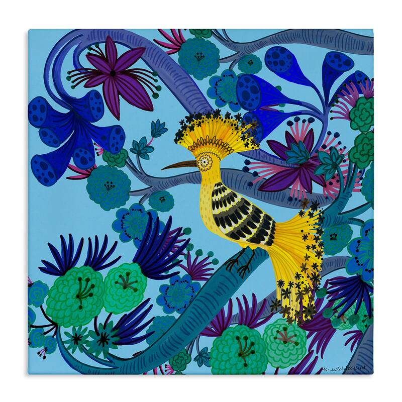 Stupell Whimsical Yellow Bird & Flowers Canvas Wall Art Design By Kay Widdowson - 30 x 30