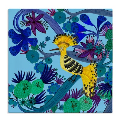 Stupell Whimsical Yellow Bird & Flowers Canvas Wall Art Design By Kay Widdowson