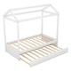 preview thumbnail 9 of 7, Creative House-Shaped Platform Bed with Trundle and Roof Design for Kids