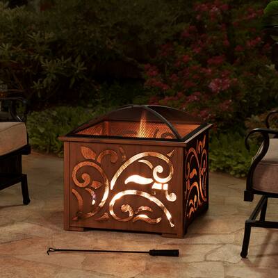 Sunjoy 26 in. Square Wood-burning Fire Pit