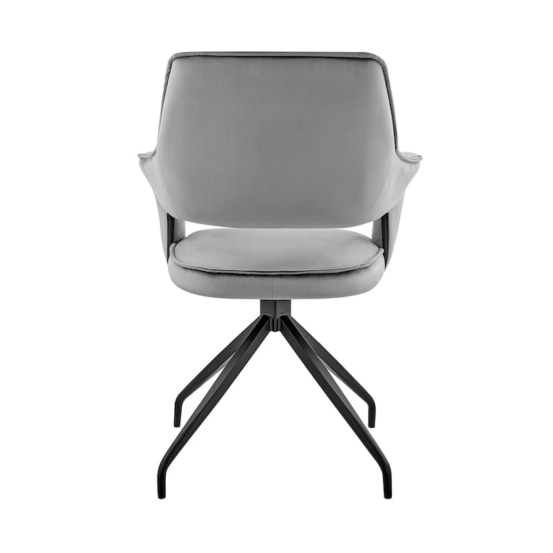Dining Room Accent Chair in Velvet with Black Finish
