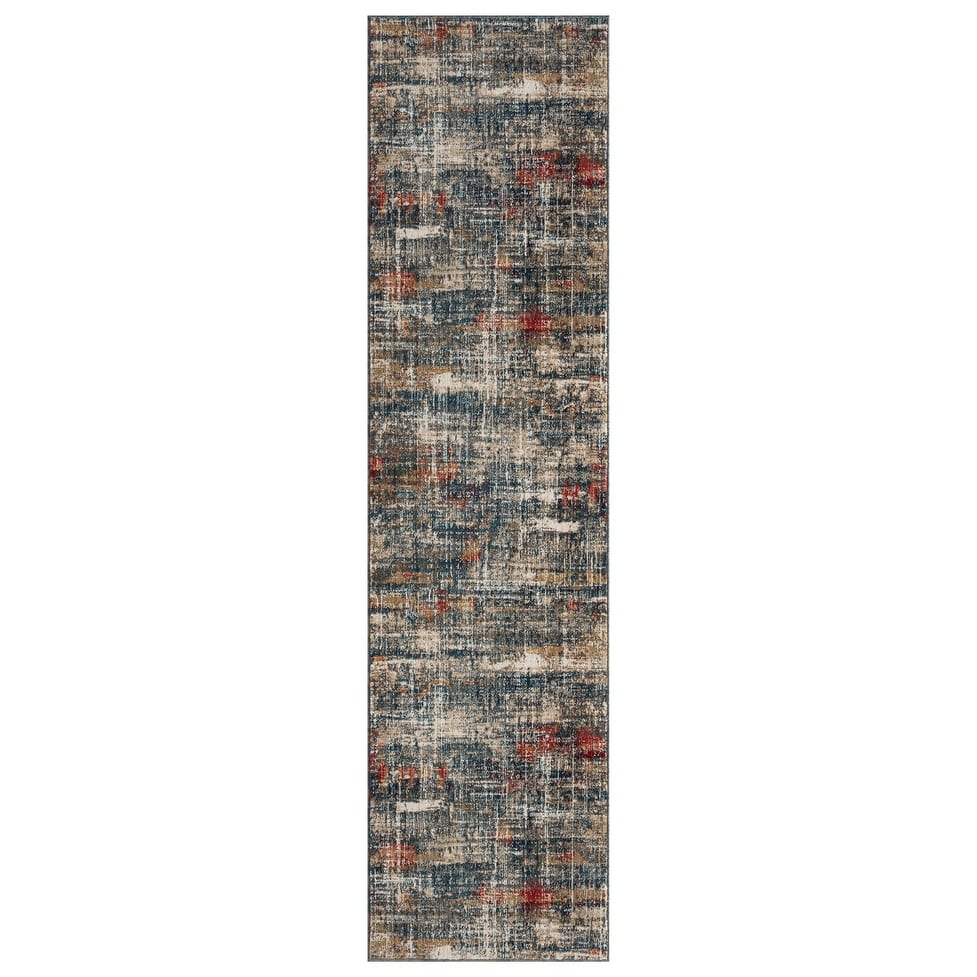 Porch & Den Hoffman Distressed Blue Abstract Area Rug