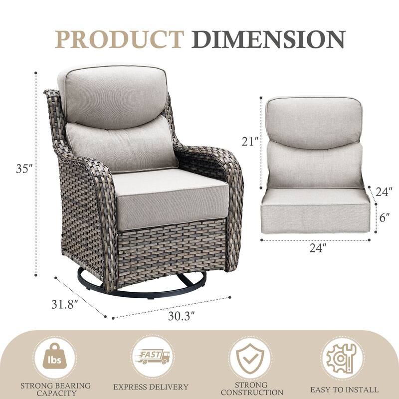 Arcadia Wicker Patio Swivel Glider Chairs with 6-Inch Cushions (2-Pack)