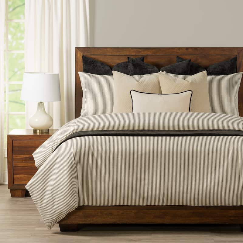 Farmhouse Ticking Stripe Black Duvet Cover & Insert Set