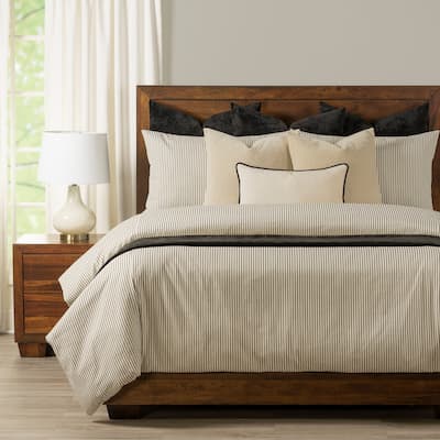 Farmhouse Ticking Stripe Black Duvet Cover & Insert Set