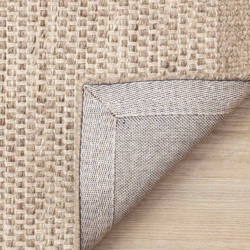 Acclaim Collection - Cream Beige Handwoven Wool Area Rug, 5'3" x 7'7"
