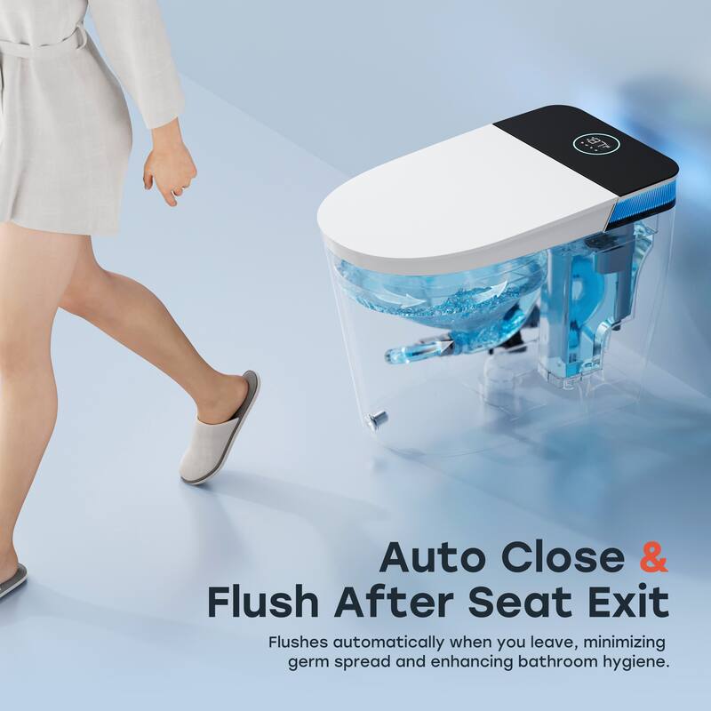 HOROW ADA Height Elongated Smart Bidet Toilet in White with Water Tank Pump Auto Open Close Deodorization and 1000g Flush - N/A