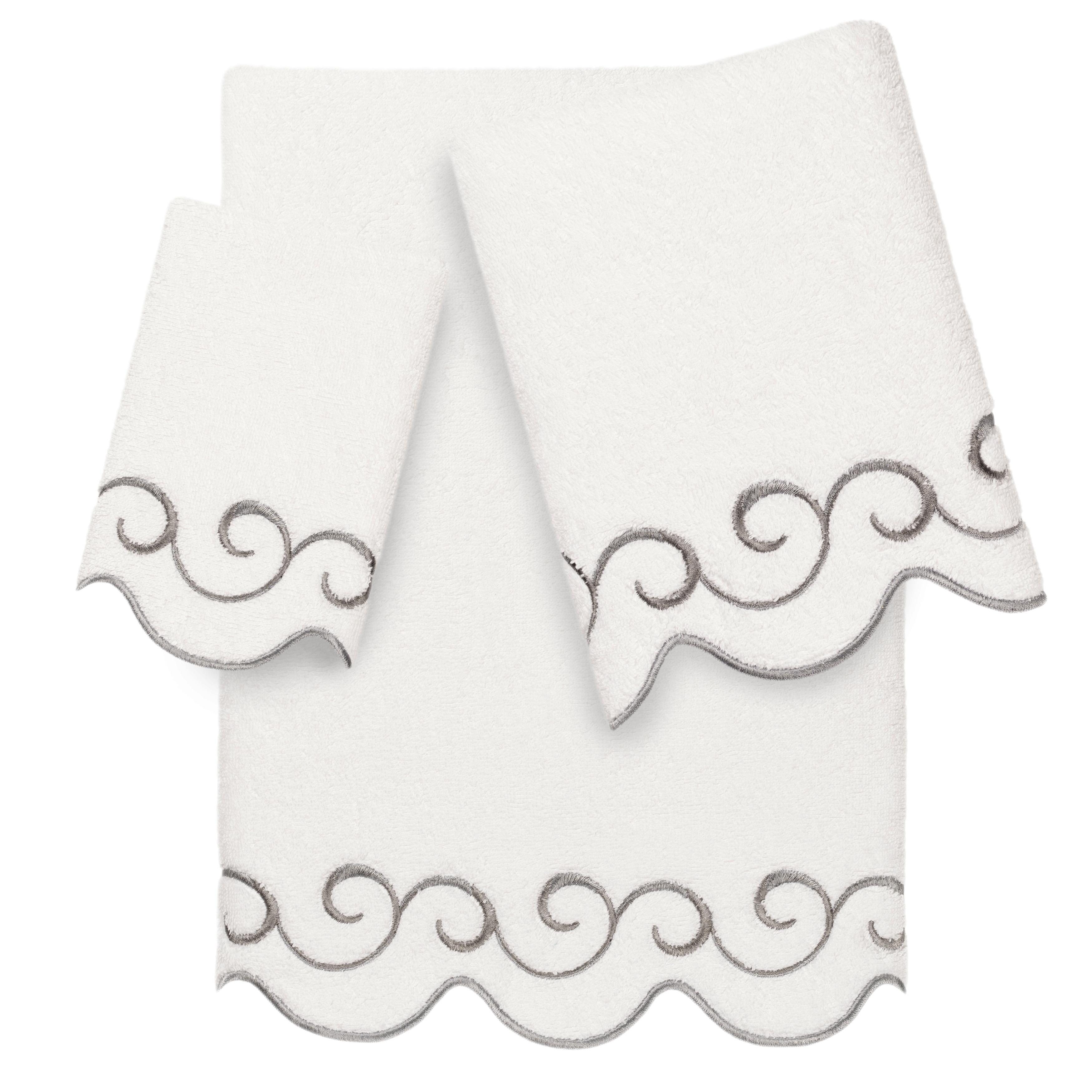 Authentic Hotel and Spa 100% Turkish Cotton SIMPLICITY Scallop Embellished Towel Collection