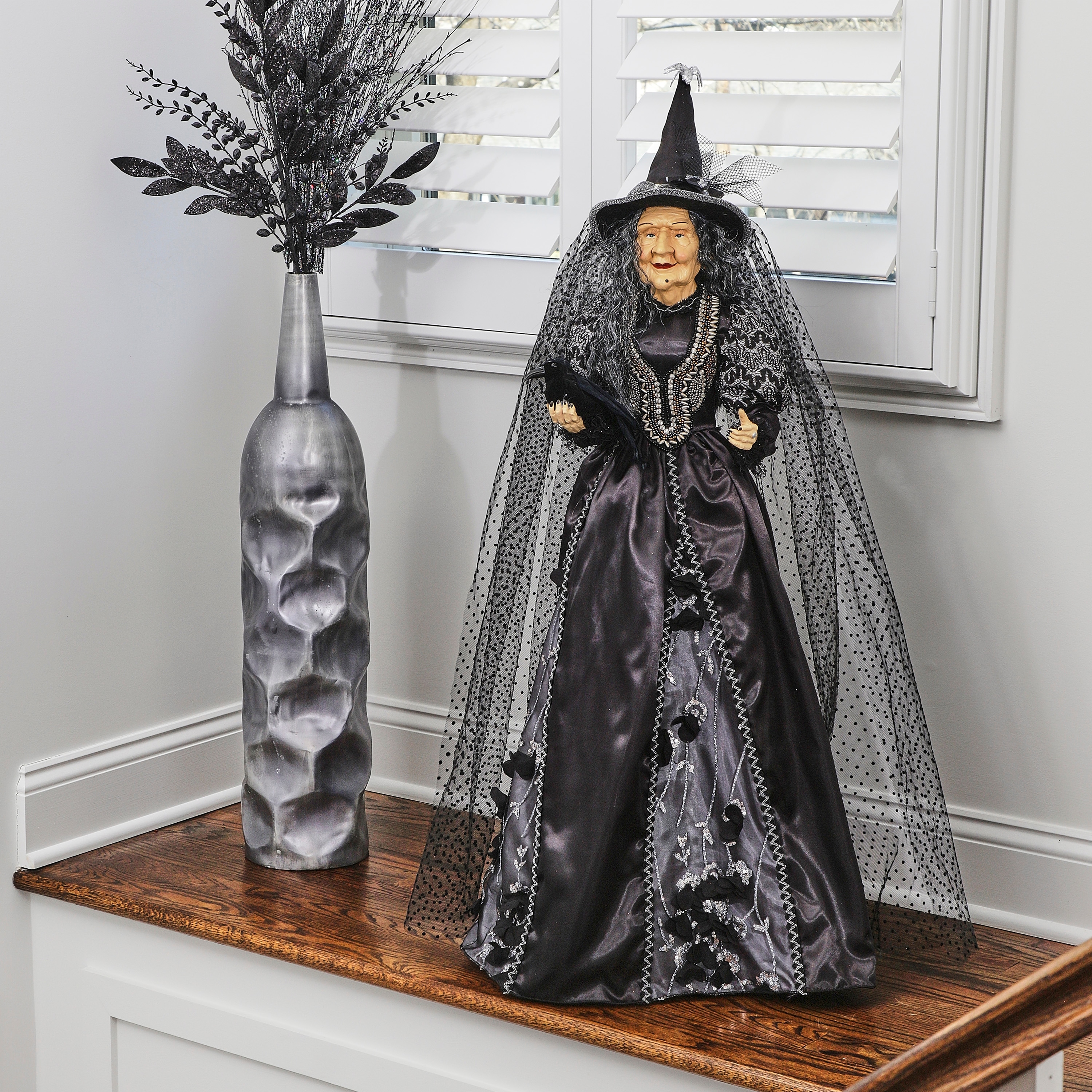 42" Standing Witch With Raven
