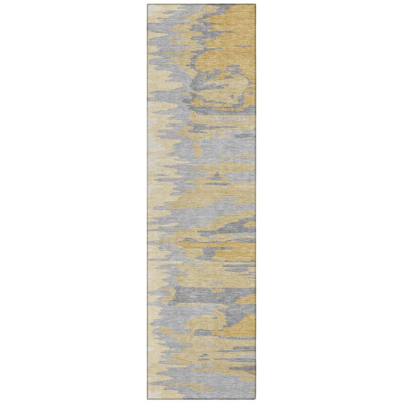 Machine Washable Indoor/ Outdoor Brushstrokes Ombre Chantille Rug