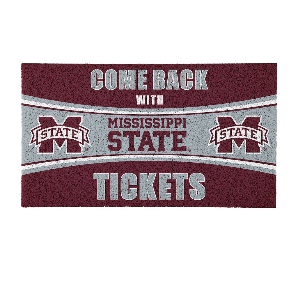 Mississippi State University 28 in. x 16 in. PVC "Come Back With Tickets" Trapper Door Mat