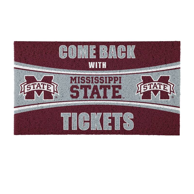 Mississippi State University 28 in. x 16 in. PVC "Come Back With Tickets" Trapper Door Mat