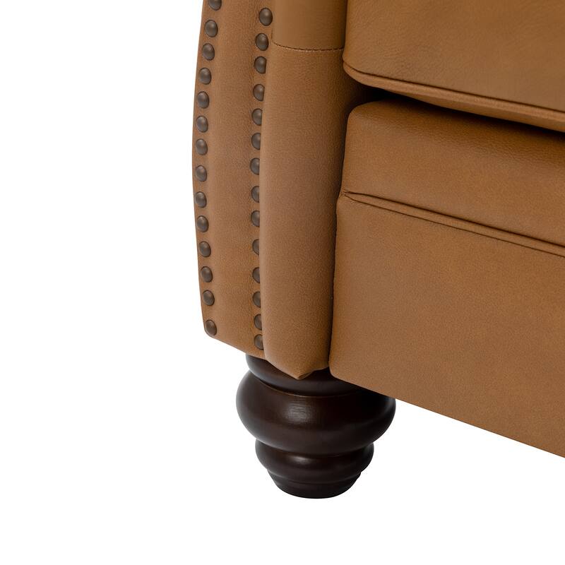 Filomena Transitional 5 Piece Genuine Leather Living Room Set Sofa with Rolled Arms by HULALA HOME