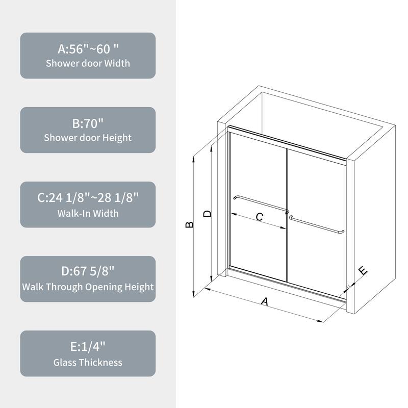 Framed Double Sliding Shower Doors with Stainless Steel Handle