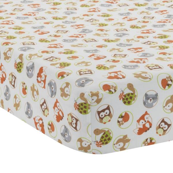 slide 2 of 3, Bedtime Originals Friendly Forest Woodland Animals Baby Fitted Crib Sheet