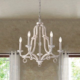 Antique White 5-Light Farmhouse Distressed Chandelier