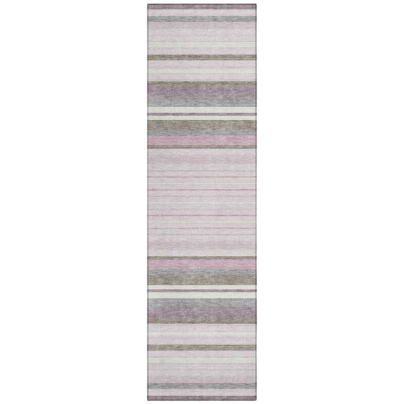 Machine Washable Indoor/ Outdoor Modern Stripes Chantille Rug