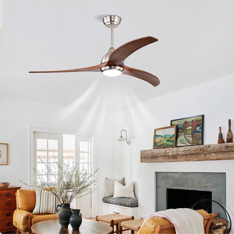 Sofucor 52" Solid Wood/ABS Noiseless Ceiling Fan with Dimmable Light Optional and Remote, 6-Speed Reversible, Smart Optional