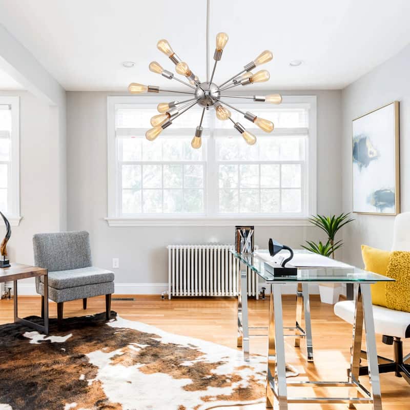 Modern 18-light Metal Adjustable Sputnik Chandelier for Dining Room