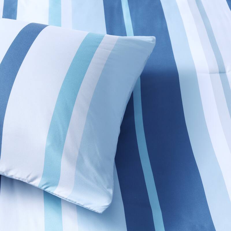 Year-Round Printed Stripe Microfiber Comforter Set