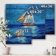 preview thumbnail 3 of 2, Designart 'Sailboat Arriving In Blue Sky' Traditional Print on Natural Pine Wood