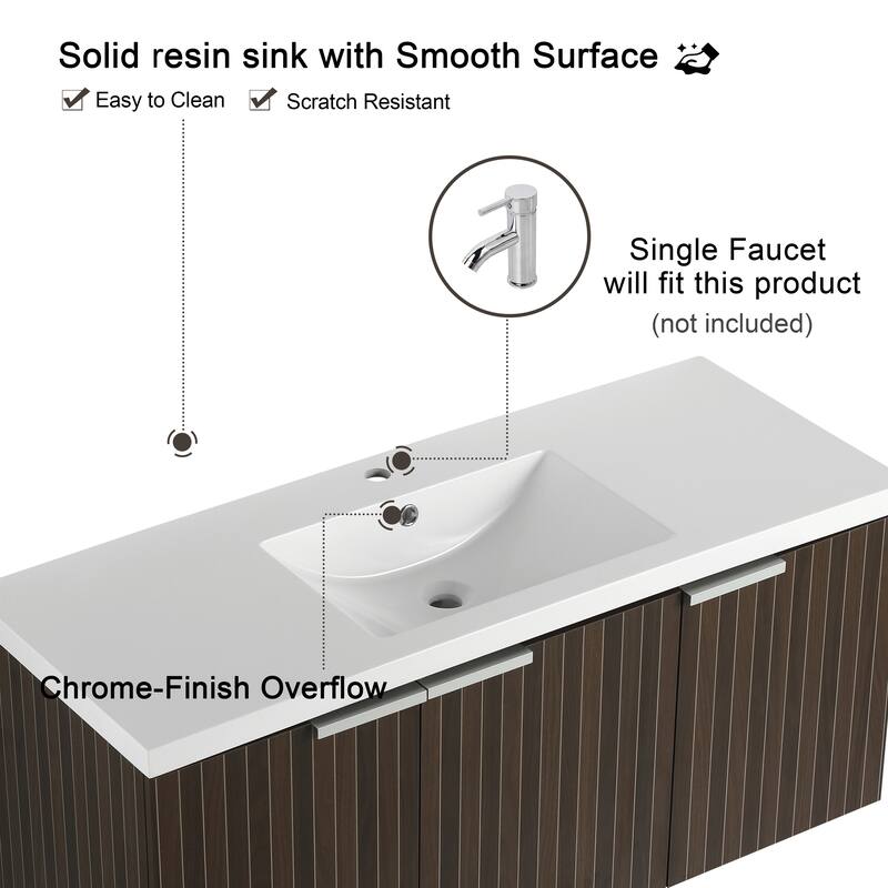 Malwee 24"/30"/36"/48" Bathroom Vanity with Sink, Floating Bathroom Vanity with Soft Close Door