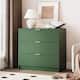 3 Drawer Fluted Dresser, 32 Inch Wide Nightstand with Large Drawer End Table for Bedroom - Green
