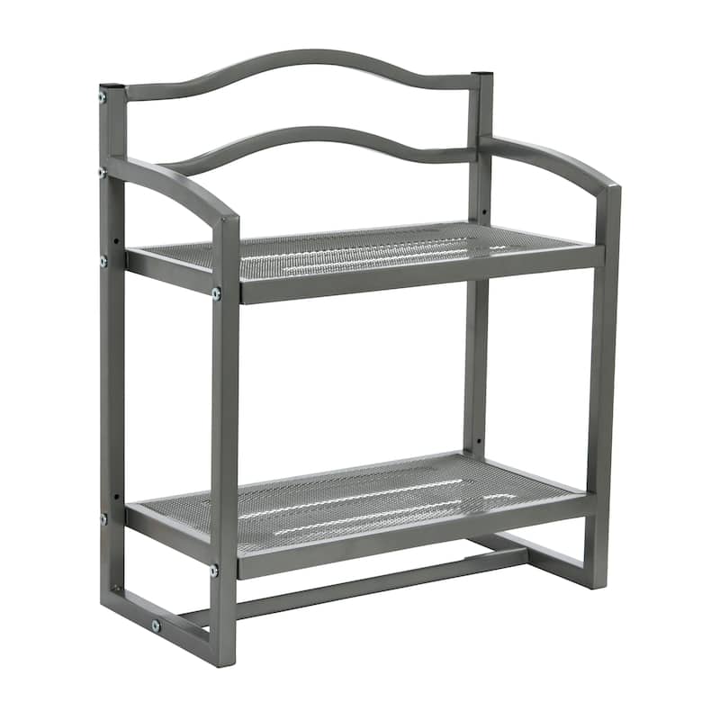 Household Essentials 2-Tier Metal Wall Mount Bathroom Storage Rack - 17.0"L x 8.5"W x 20.0"H - Silver