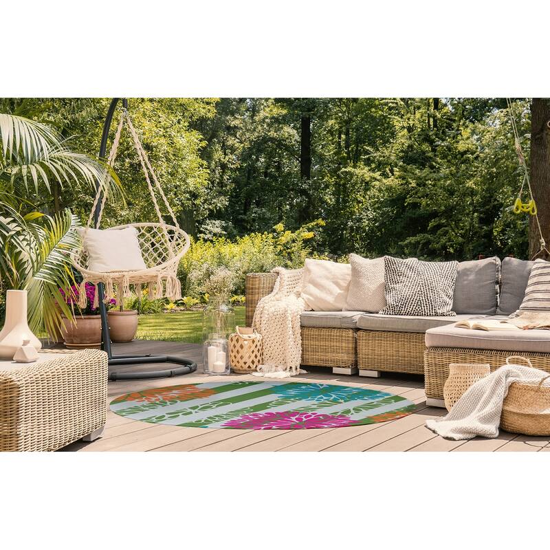 Flower Bursts Spring Chenille Indoor/Outdoor Rug