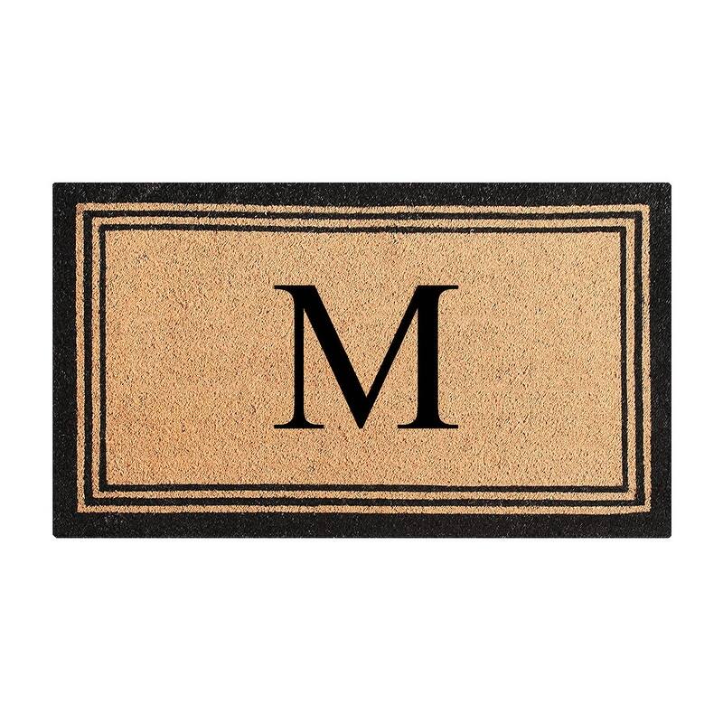 A1HC Natural Coir Monogrammed Heavy Duty PVC Backing Doormat - 18" X 30" - Monogrammed M