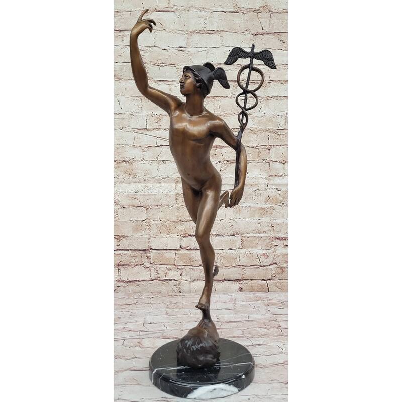 Hand Made Giambologna Flying Mercury Bronze Sculpture By Lost Wax Method