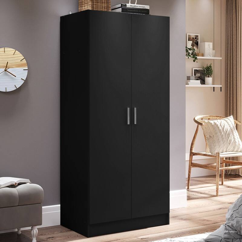 Madesa 2 Door Storage Cabinet with Ample Shelf Space 31"L Utility Armoire Closet Entryway and Bedroom Organization Unit - Black