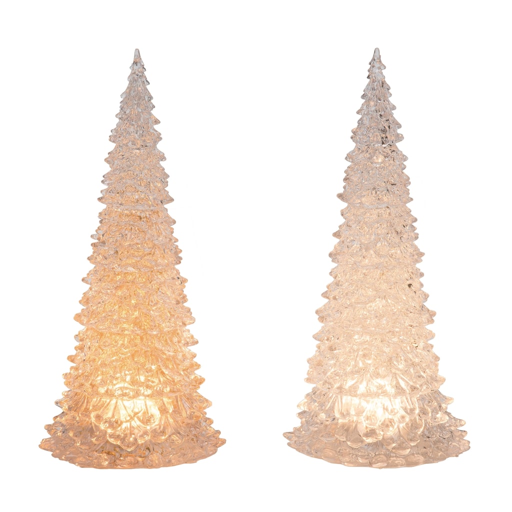 Transpac LightUp Flat Base Glitzmas Tree Set of 2 Christmas Home Decorations
