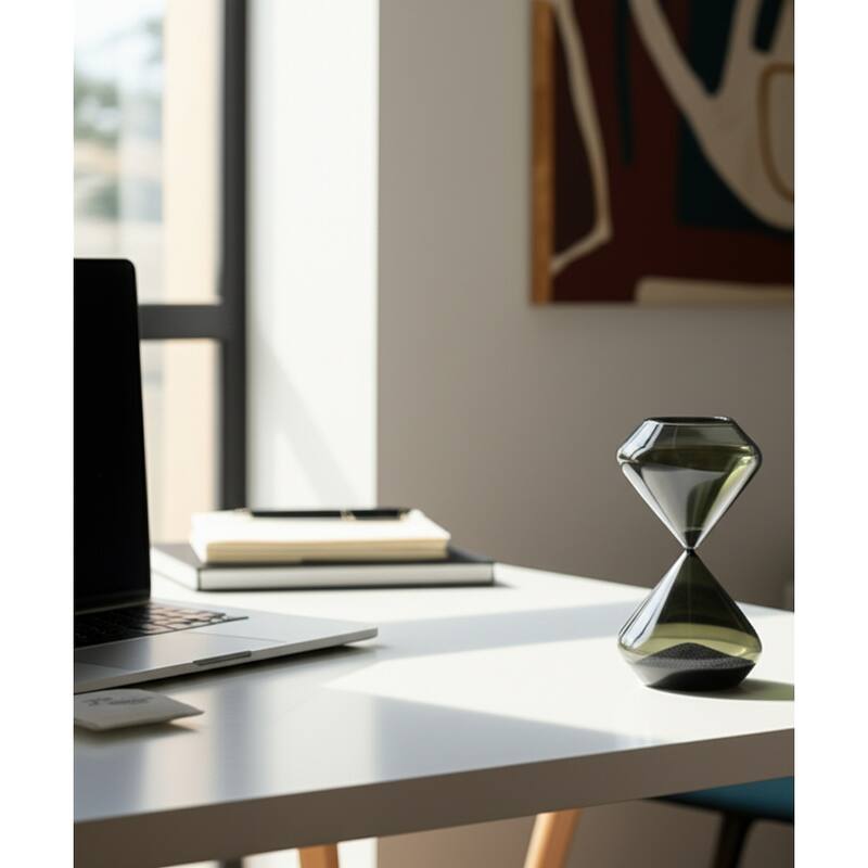 Glass Hourglass Shape Decorative Object Modern Home Decor - 10" White - 5" x 5" x 10"