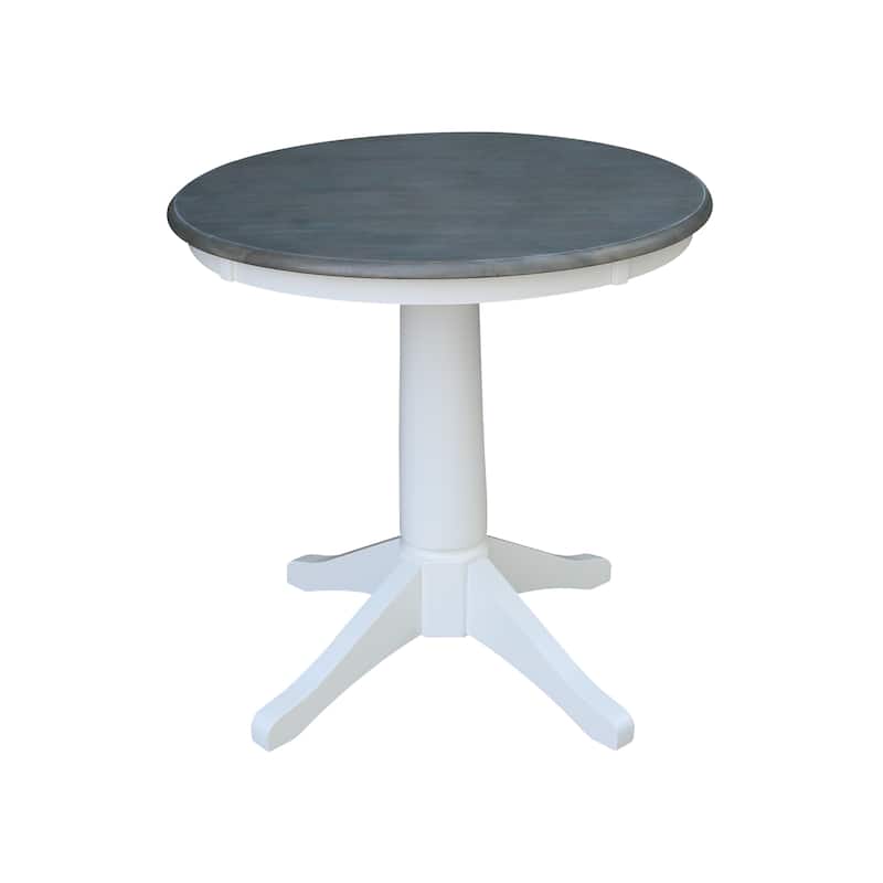 30" Round Top Pedestal Table - White/Heather Gray - N/A
